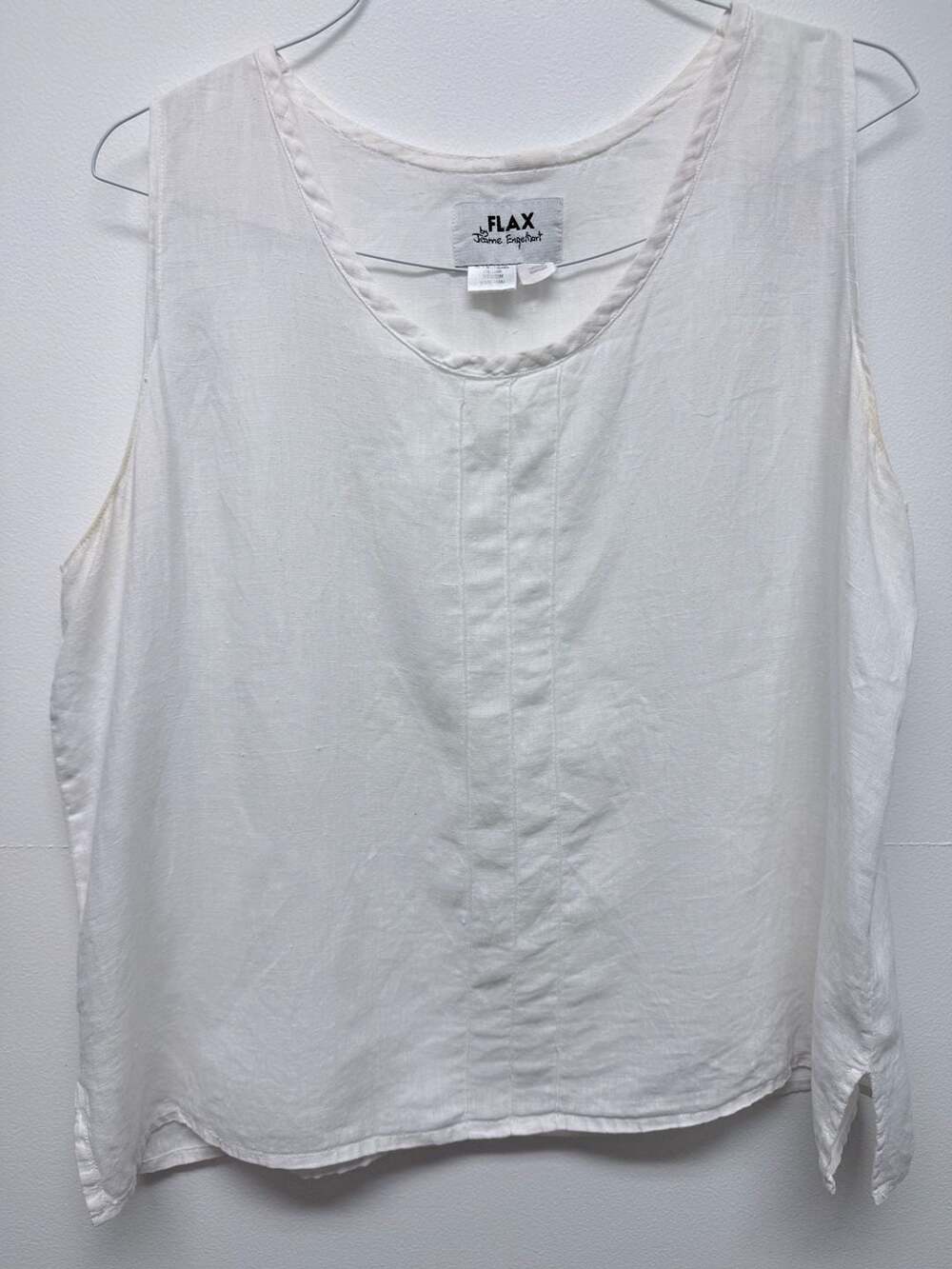 Flax Tank Top Size M White Linen Sleeveless